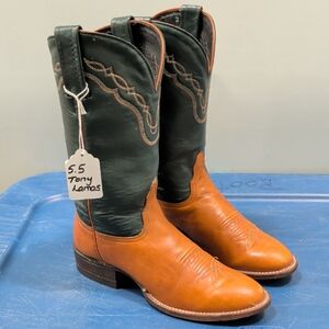 Tony Lama Men's Dark Green and Tan Western Boots